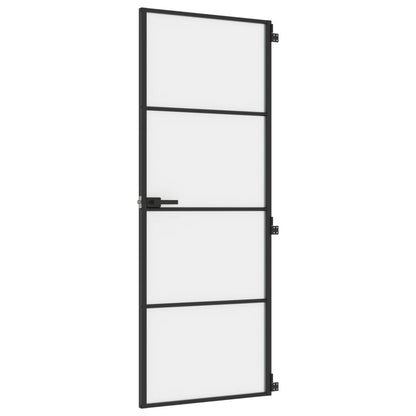 vidaXL Porte intérieure mince noir 76x201,5 cm verre trempé aluminium