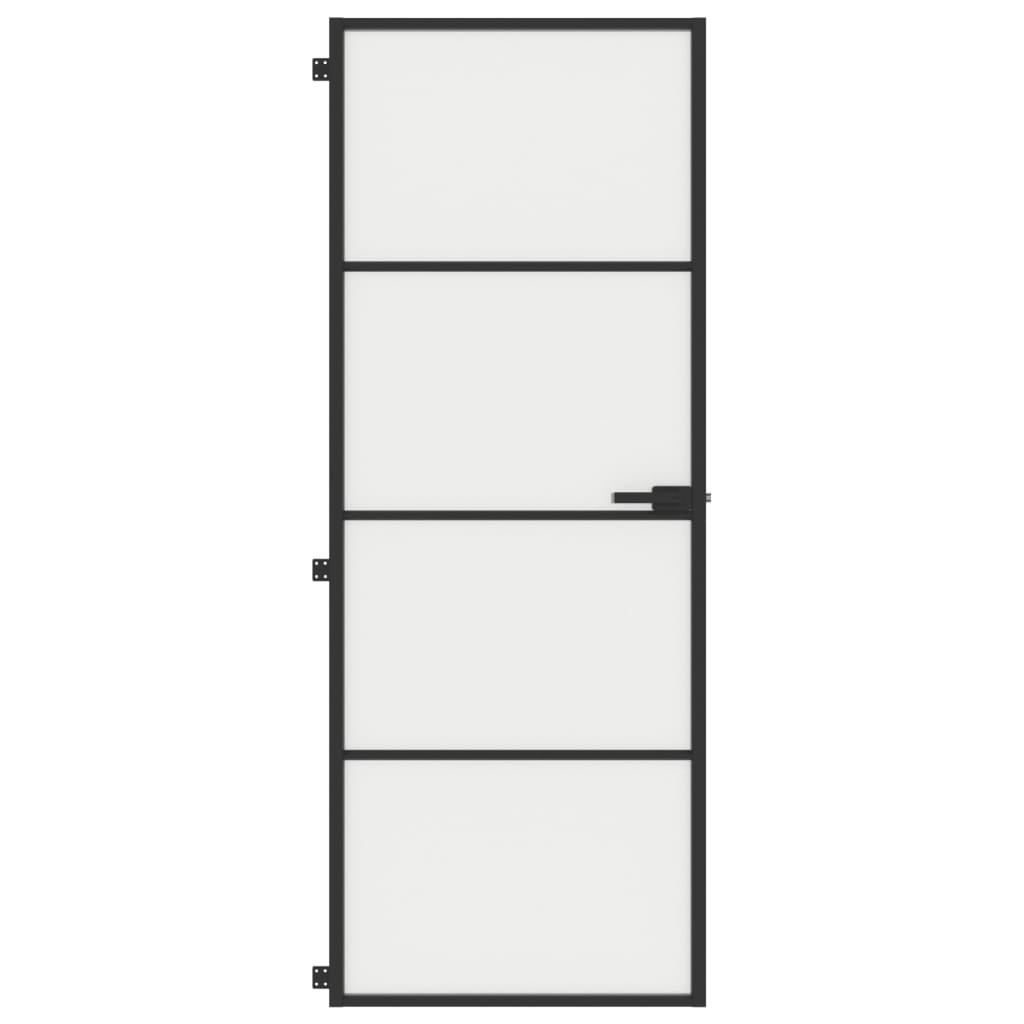 vidaXL Porte intérieure mince noir 76x201,5 cm verre trempé aluminium