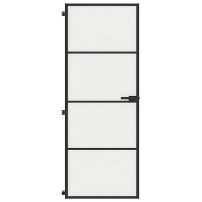vidaXL Porte intérieure mince noir 76x201,5 cm verre trempé aluminium