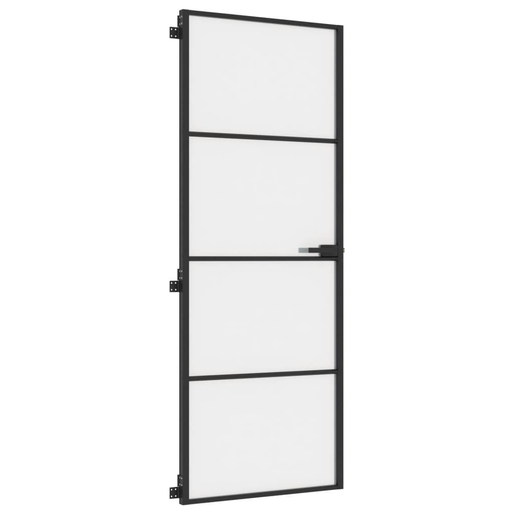 vidaXL Porte intérieure mince noir 76x201,5 cm verre trempé aluminium