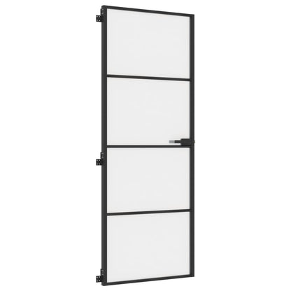 vidaXL Porte intérieure mince noir 76x201,5 cm verre trempé aluminium