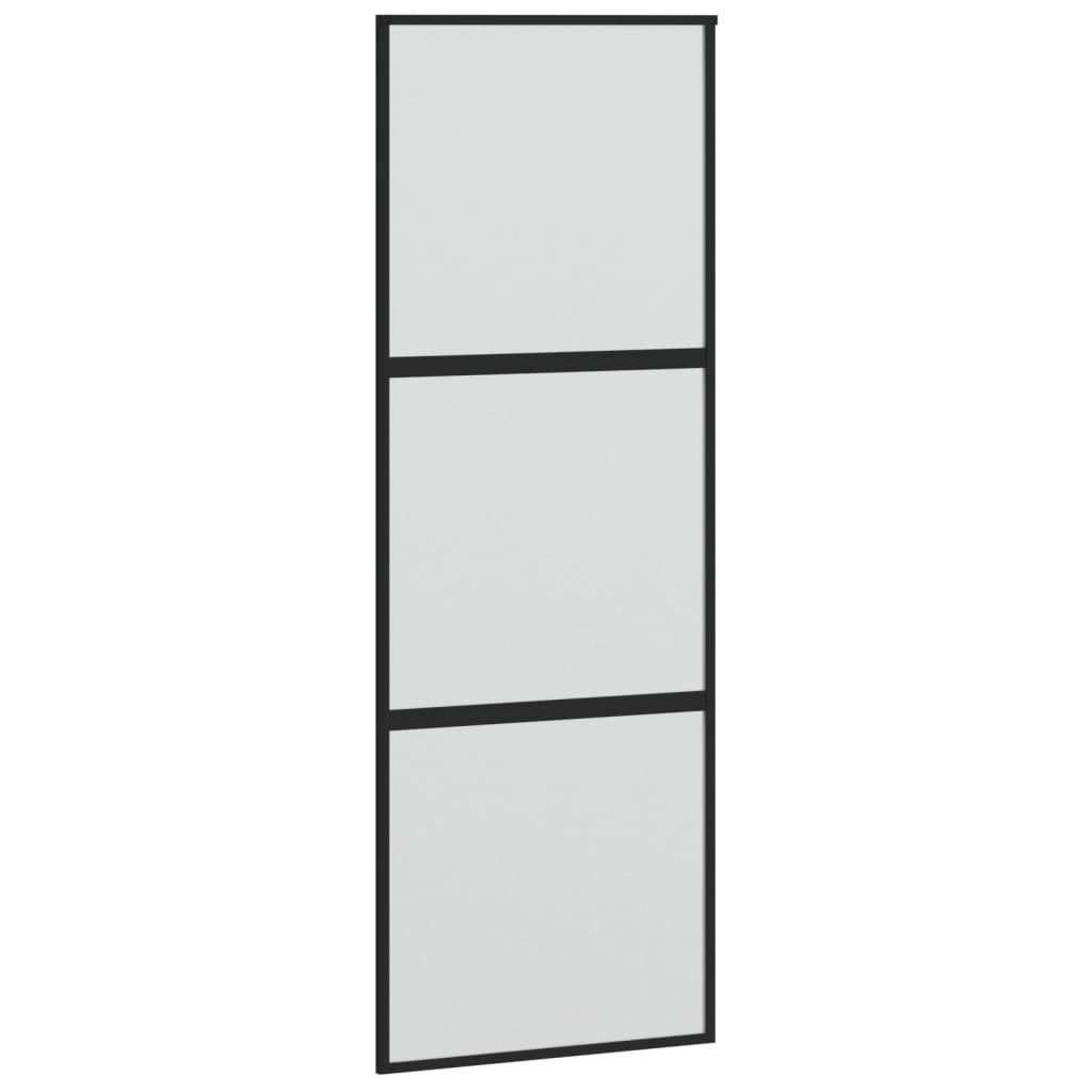 vidaXL Porte coulissante noir 76x205 cm verre trempé aluminium