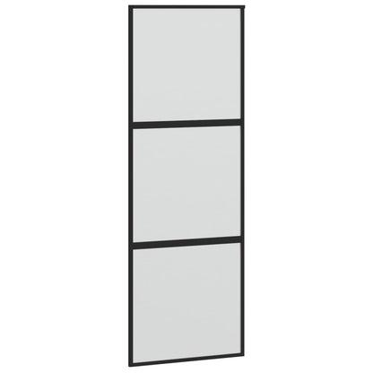 vidaXL Porte coulissante noir 76x205 cm verre trempé aluminium