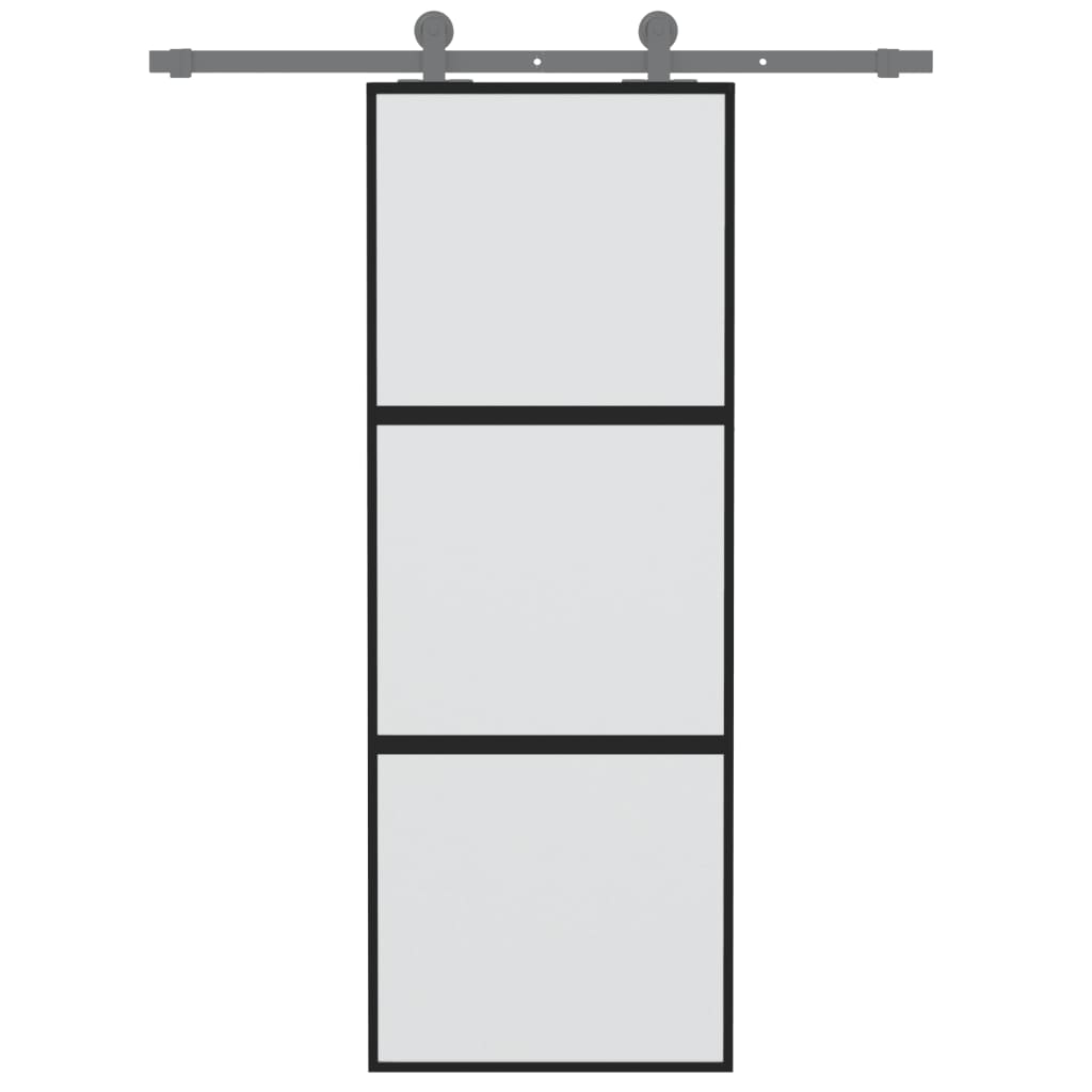 vidaXL Porte coulissante noir 76x205 cm verre trempé aluminium