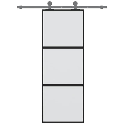 vidaXL Porte coulissante noir 76x205 cm verre trempé aluminium