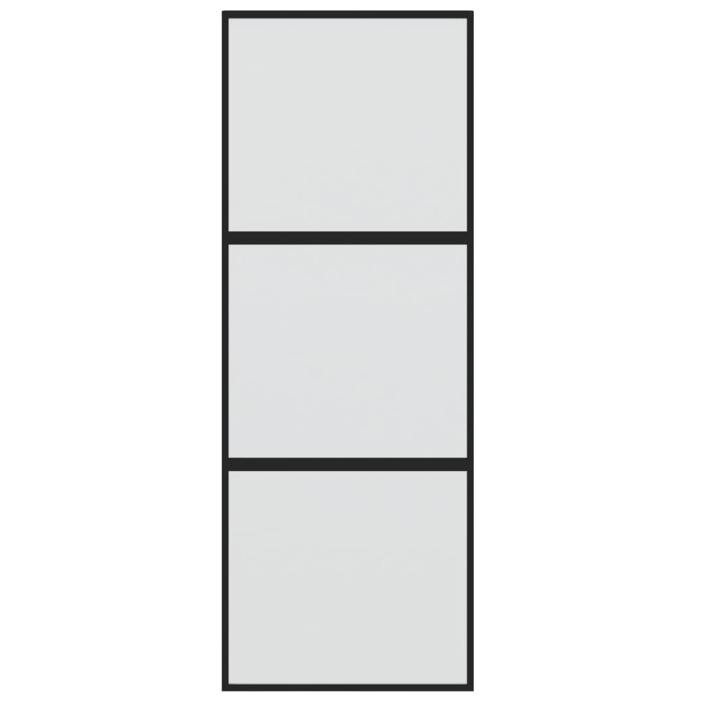 vidaXL Porte coulissante noir 76x205 cm verre trempé aluminium
