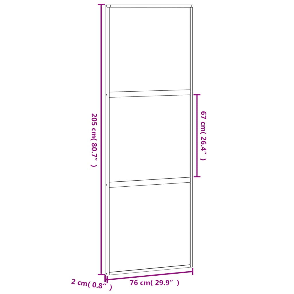 vidaXL Porte coulissante noir 76x205 cm verre trempé aluminium