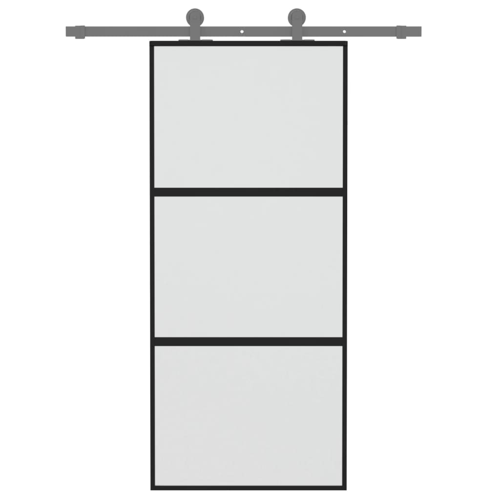 vidaXL Porte coulissante noir 90x205 cm verre trempé aluminium