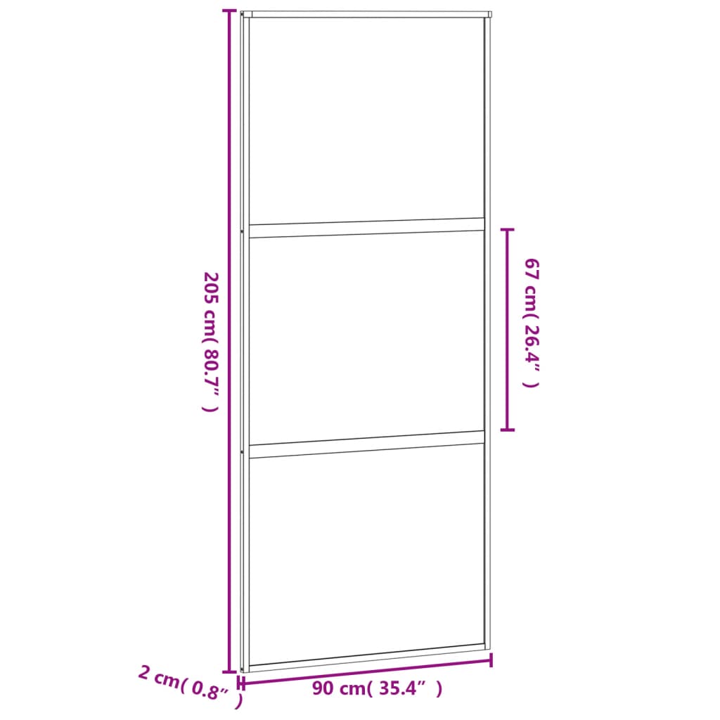 vidaXL Porte coulissante noir 90x205 cm verre trempé aluminium