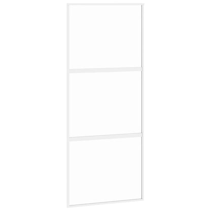 vidaXL Porte coulissante blanc 90x205 cm verre trempé aluminium