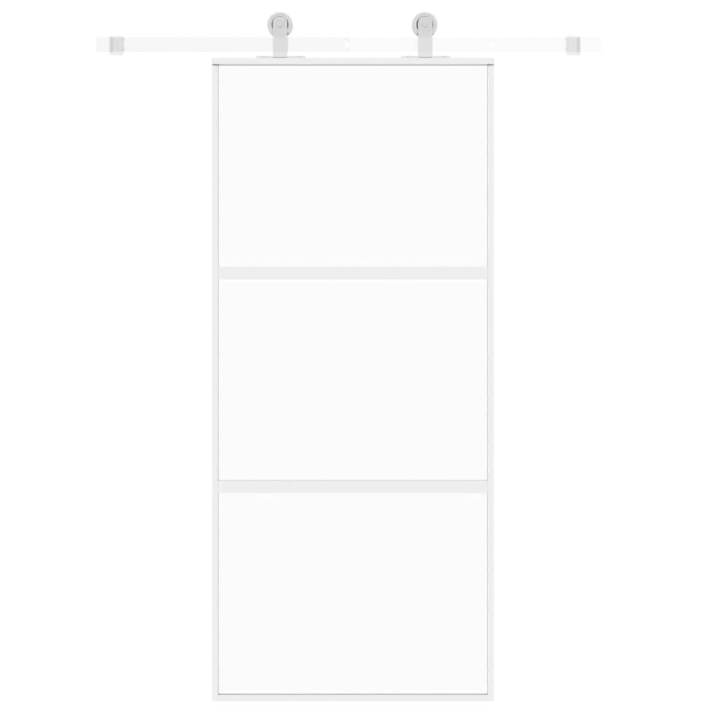 vidaXL Porte coulissante blanc 90x205 cm verre trempé aluminium