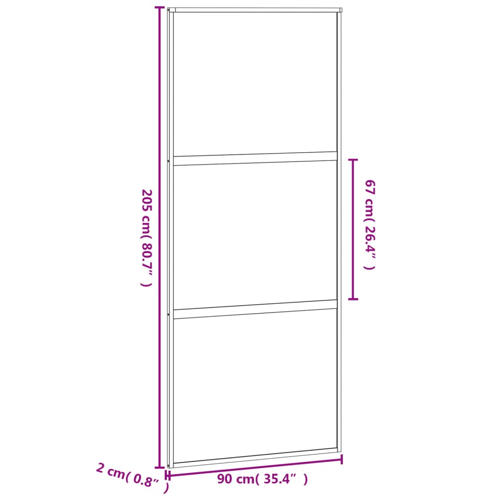vidaXL Porte coulissante blanc 90x205 cm verre trempé aluminium