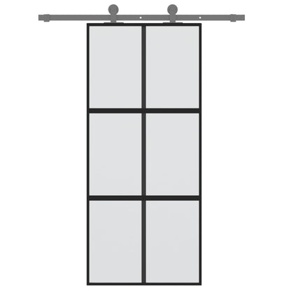 vidaXL Porte coulissante noir 90x205 cm verre trempé aluminium