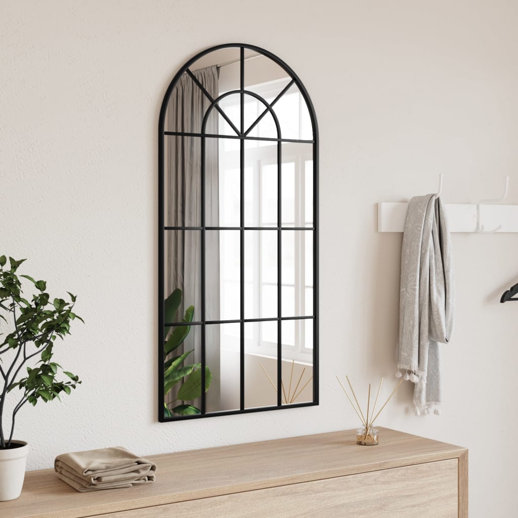 vidaXL Miroir mural noir 50x100 cm arche fer