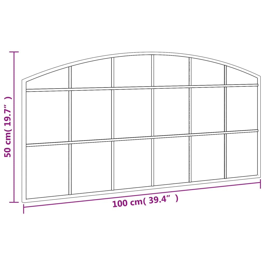 vidaXL Miroir mural noir 100x50 cm arche fer
