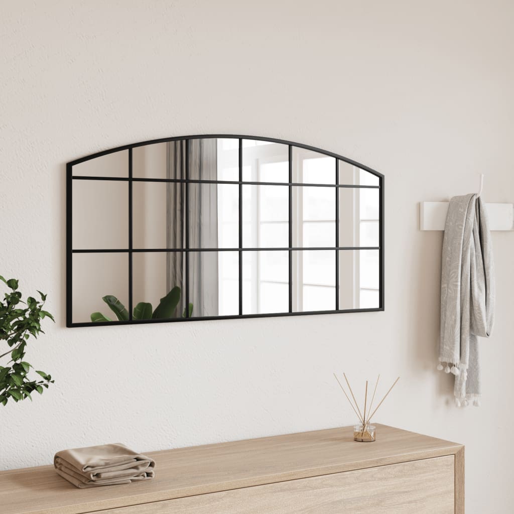 vidaXL Miroir mural noir 100x50 cm arche fer