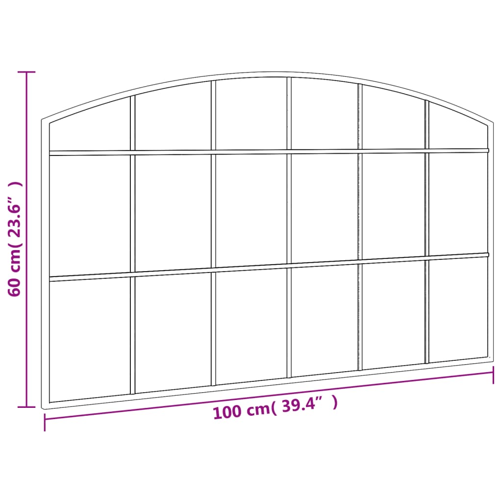 vidaXL Miroir mural noir 100x60 cm arche fer