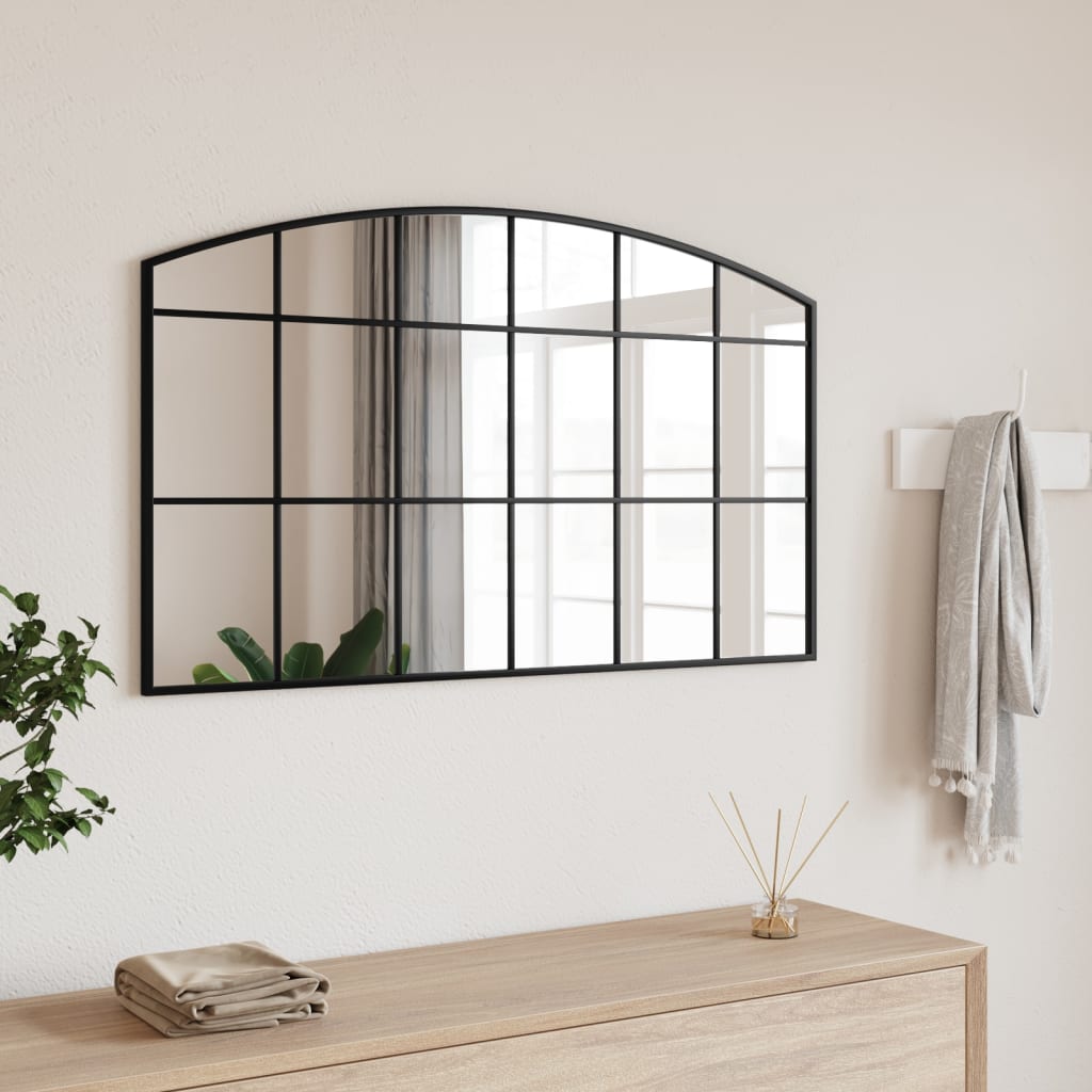 vidaXL Miroir mural noir 100x60 cm arche fer
