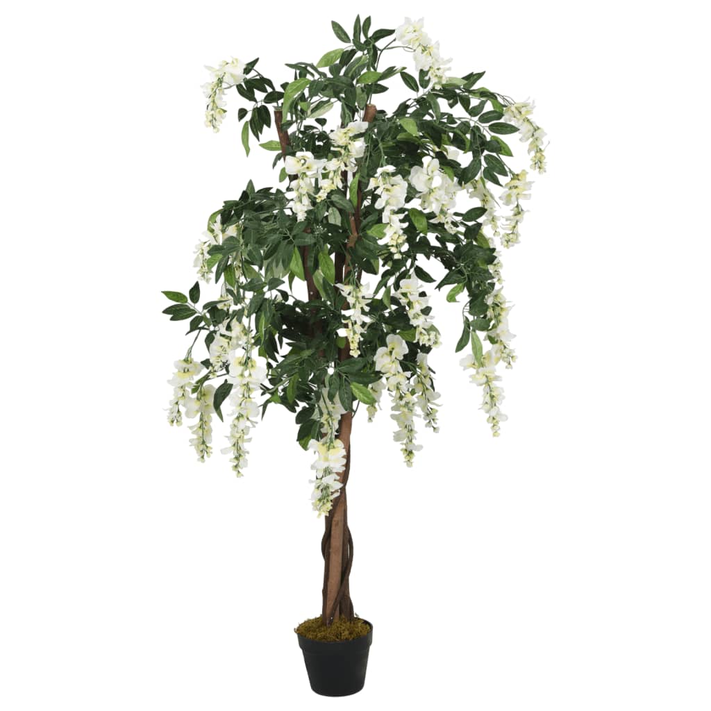 vidaXL Glycine artificielle 1470 feuilles 200 cm vert et blanc