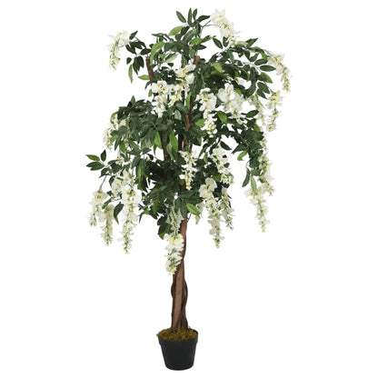 vidaXL Glycine artificielle 1470 feuilles 200 cm vert et blanc