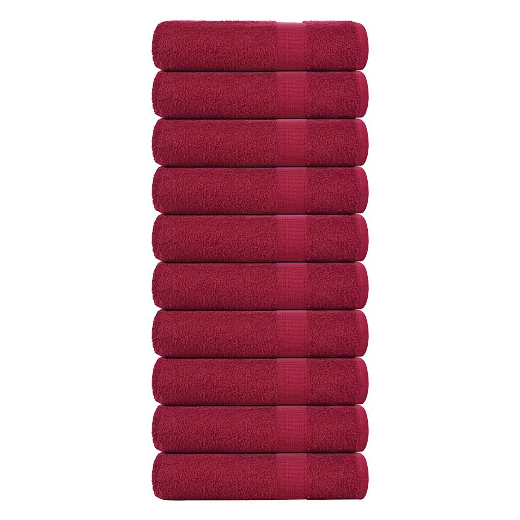vidaXL Serviettes de bain 10pcs bordeaux 100x150cm 360 g/m² 100% coton