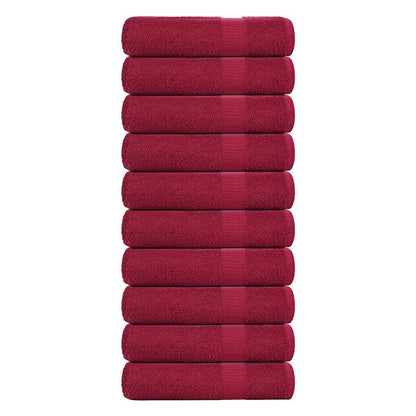 vidaXL Serviettes de bain 10pcs bordeaux 100x150cm 360 g/m² 100% coton