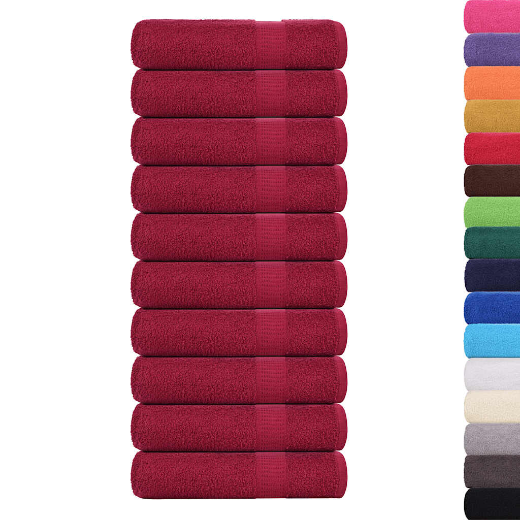 vidaXL Serviettes de bain 10pcs bordeaux 100x150cm 360 g/m² 100% coton