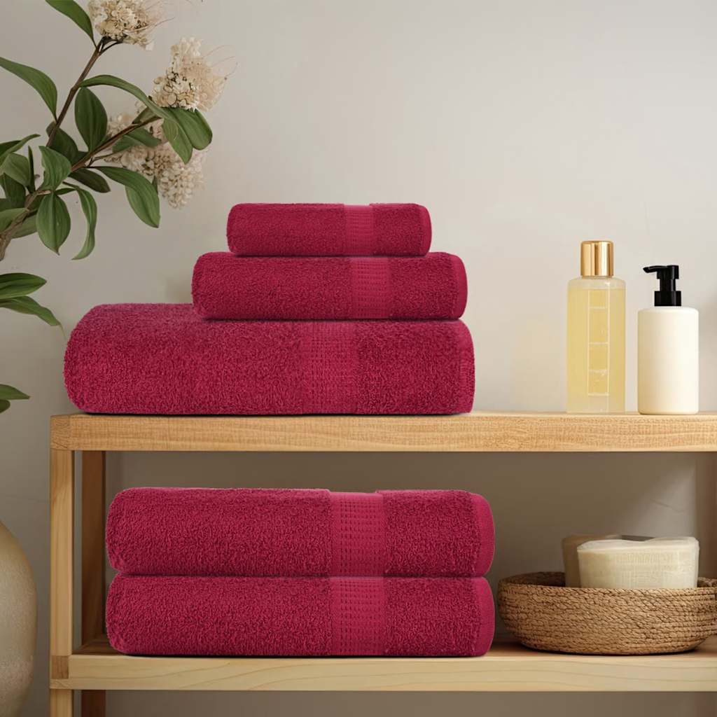 vidaXL Serviettes de bain 10pcs bordeaux 100x150cm 360 g/m² 100% coton