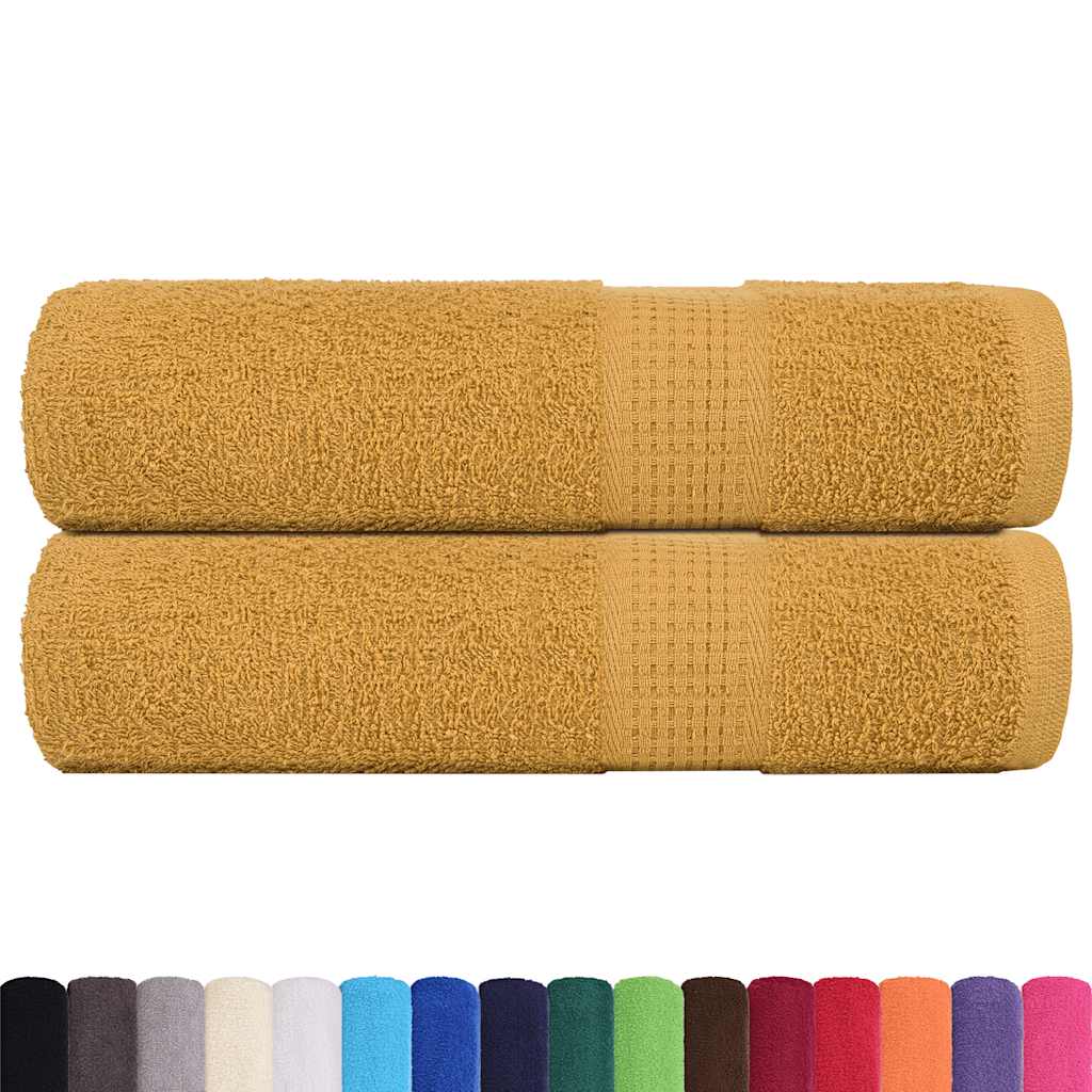 vidaXL Serviettes de bain 2 pcs doré 100x150 cm 360 g/m² 100% coton