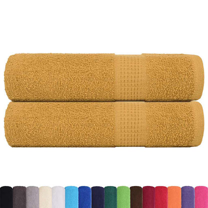 vidaXL Serviettes de bain 2 pcs doré 100x150 cm 360 g/m² 100% coton