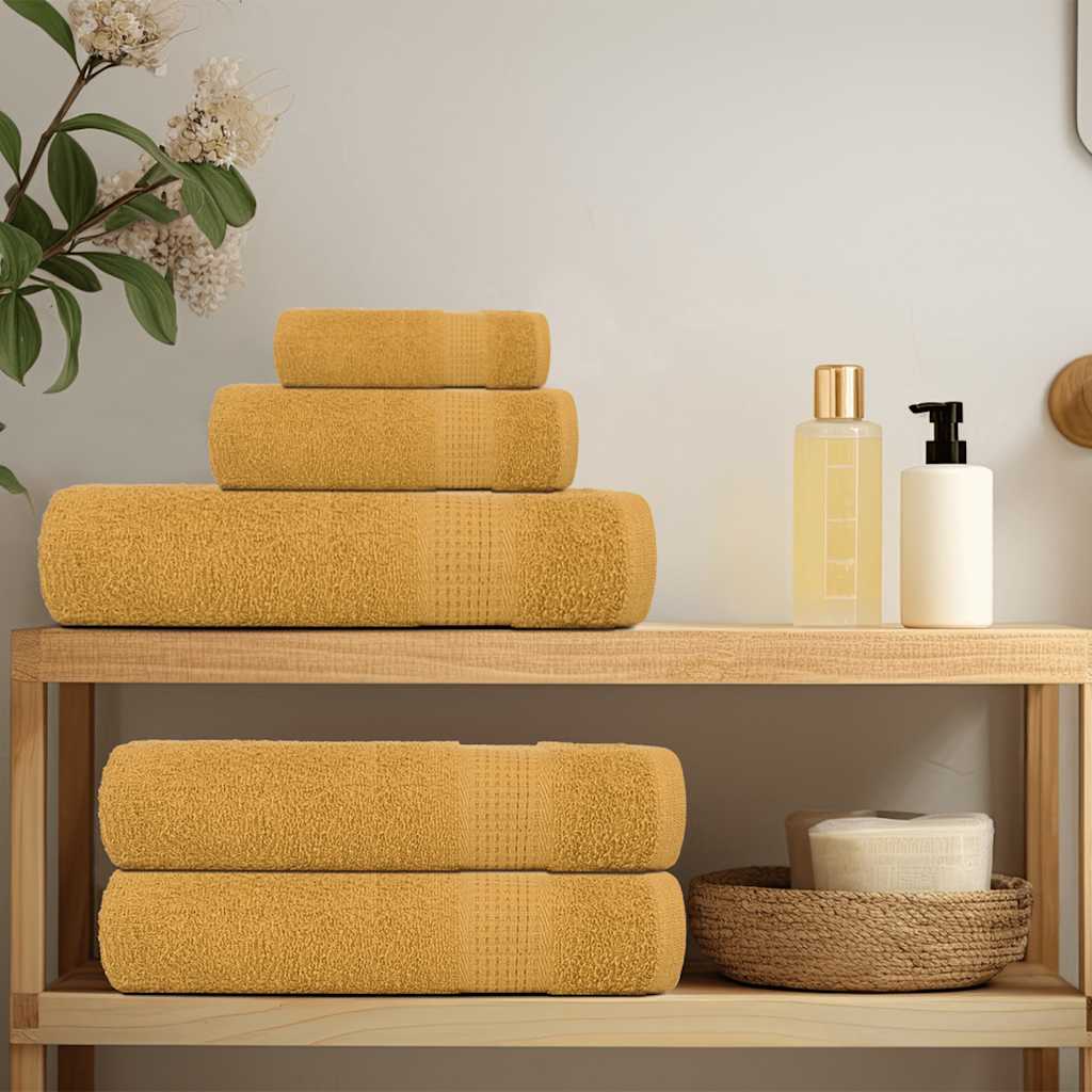 vidaXL Serviettes de bain 2 pcs doré 100x150 cm 360 g/m² 100% coton