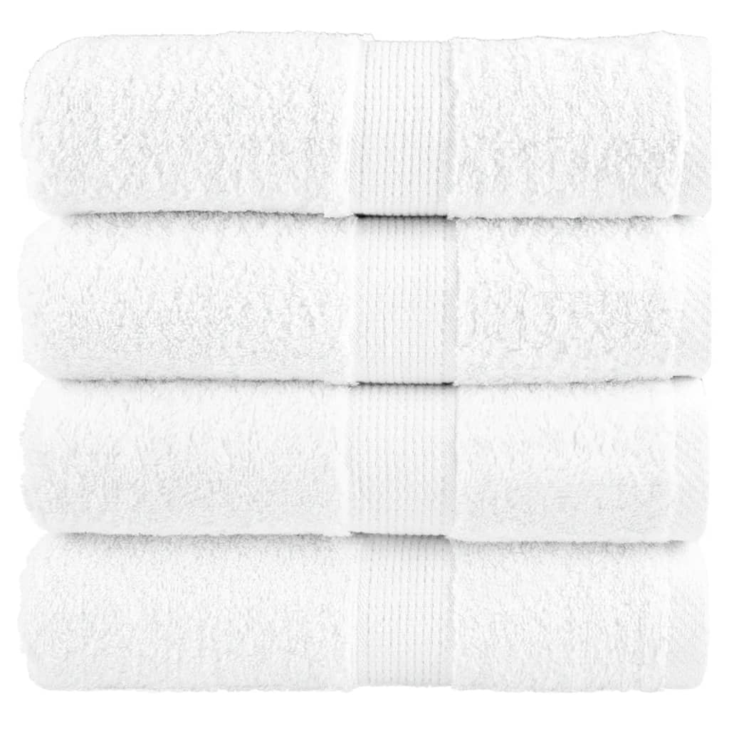 vidaXL Gants de toilette de qualité supérieure 4 pcs blanc 100% coton