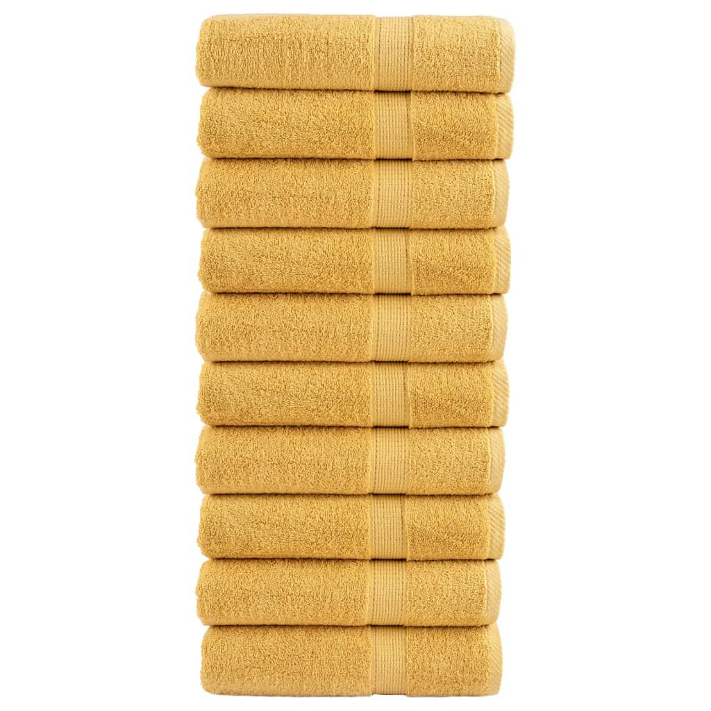 vidaXL Serviettes de douche de qualité supérieure 10pcs doré 100%coton