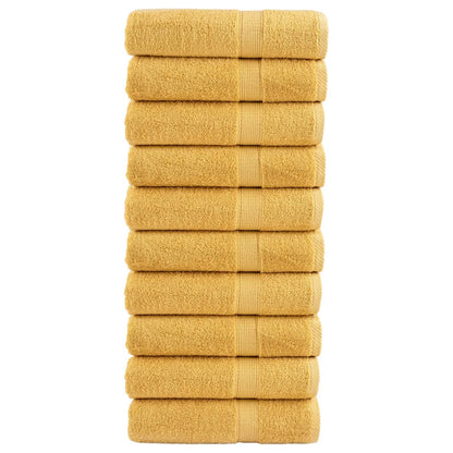 vidaXL Serviettes de douche de qualité supérieure 10pcs doré 100%coton