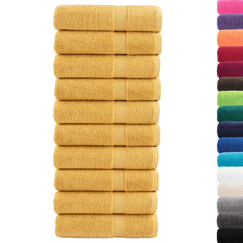 vidaXL Serviettes de douche de qualité supérieure 10pcs doré 100%coton