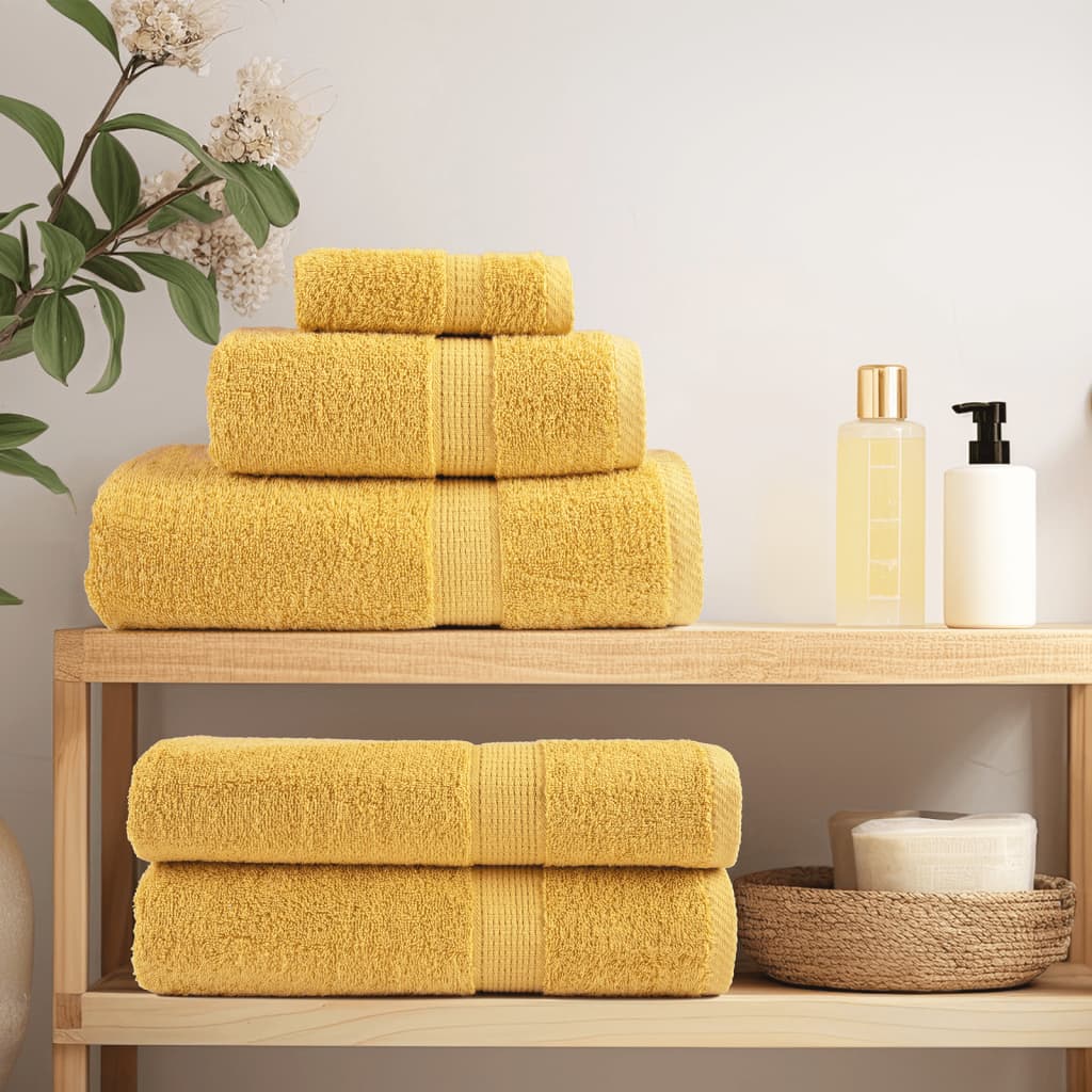 vidaXL Serviettes de douche de qualité supérieure 10pcs doré 100%coton