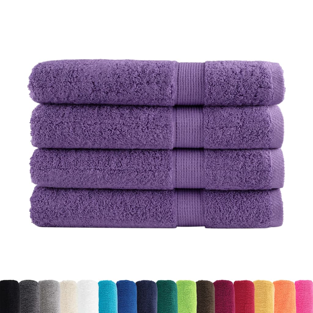 vidaXL Serviettes de qualité supérieure 4 pcs violet 100% coton