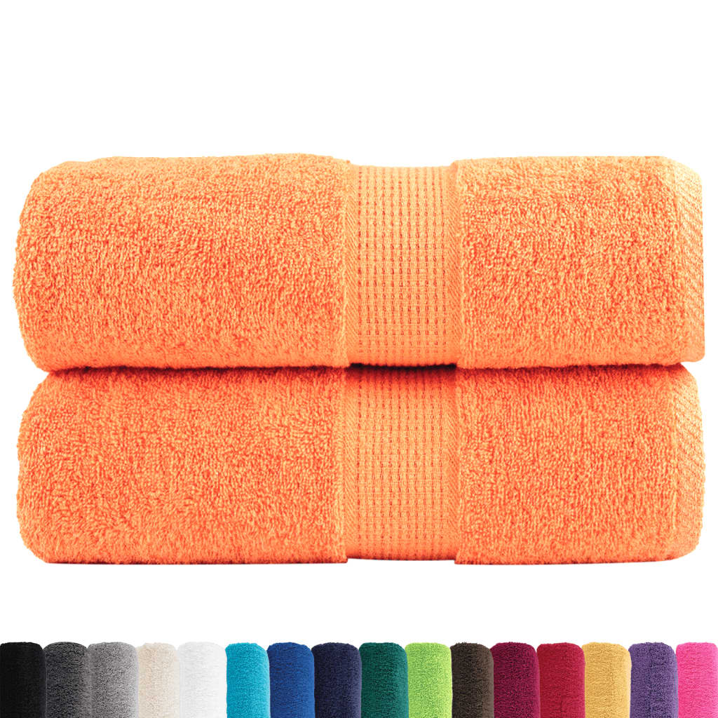 vidaXL Gants de toilette de qualité supérieure 2 pcs orange 100% coton