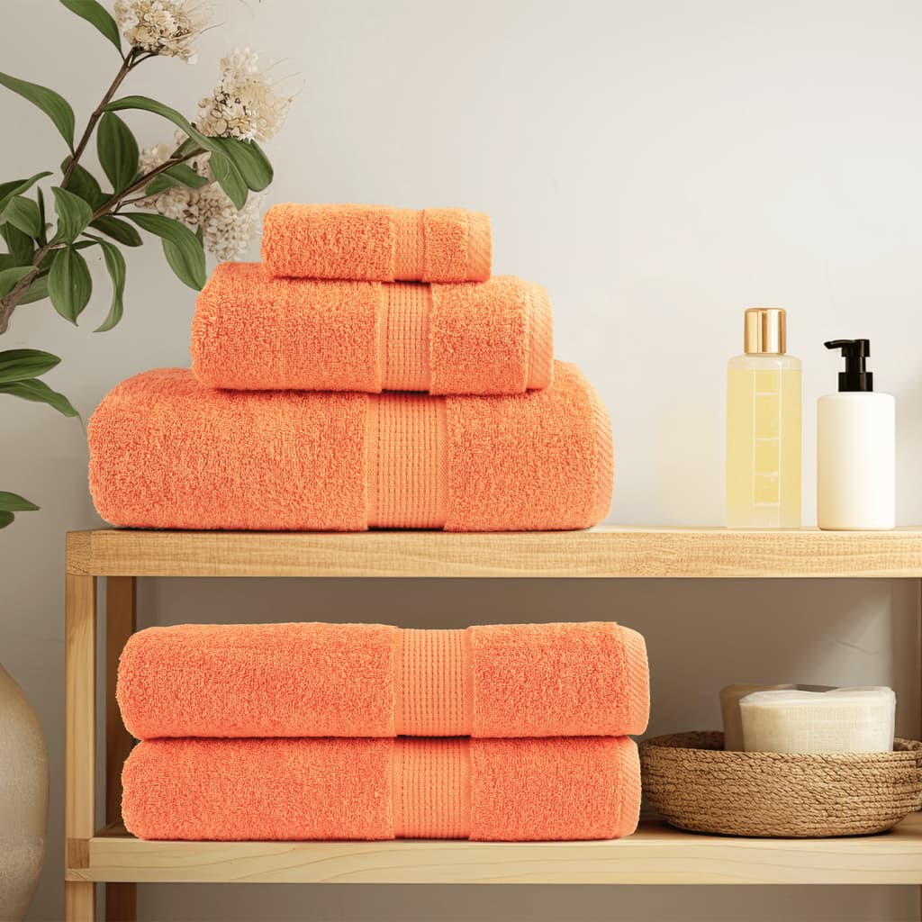 vidaXL Gants de toilette de qualité supérieure 2 pcs orange 100% coton