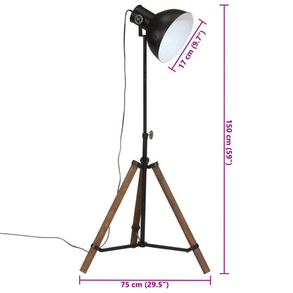 vidaXL Lampadaire 25 W noir 75x75x90-150 cm E27