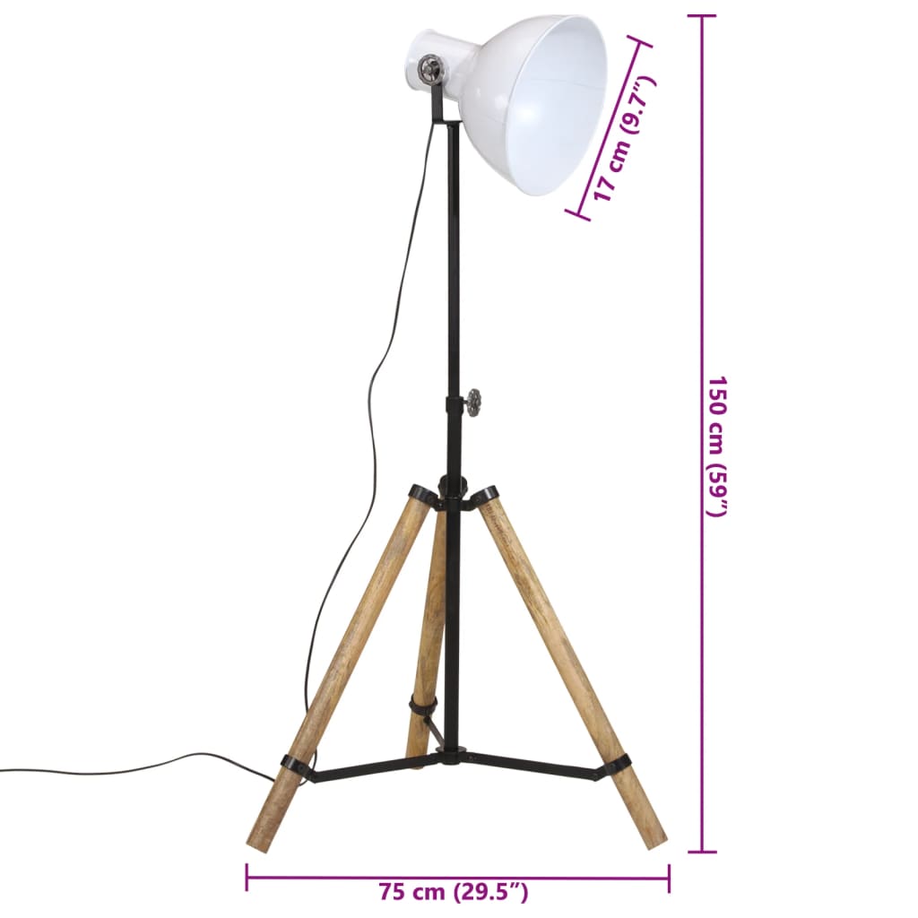 vidaXL Lampadaire 25 W blanc 75x75x90-150 cm E27