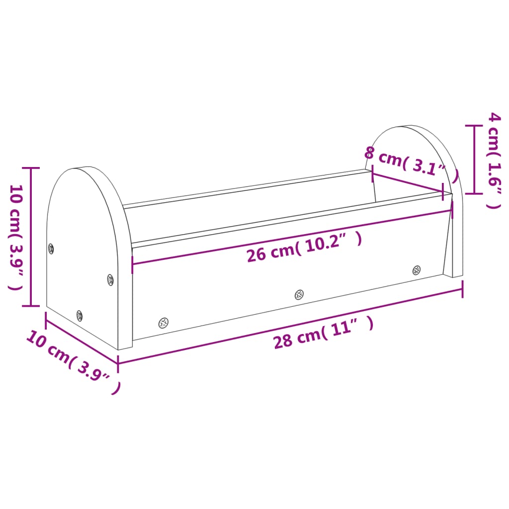 vidaXL Mangeoire à foin pour lapins 28x10x10 cm bois massif de sapin