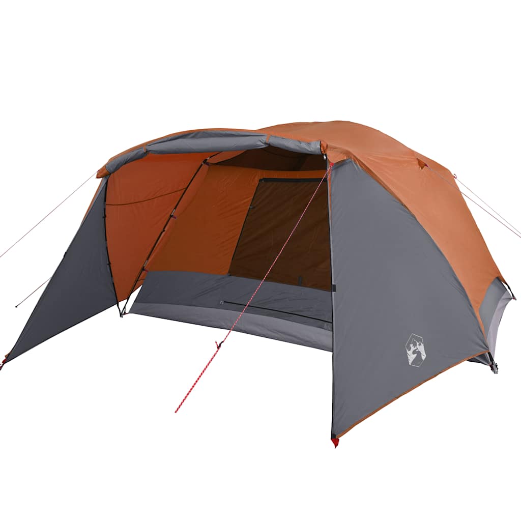 vidaXL Tente de camping et porche 4 personnes gris orange imperméable