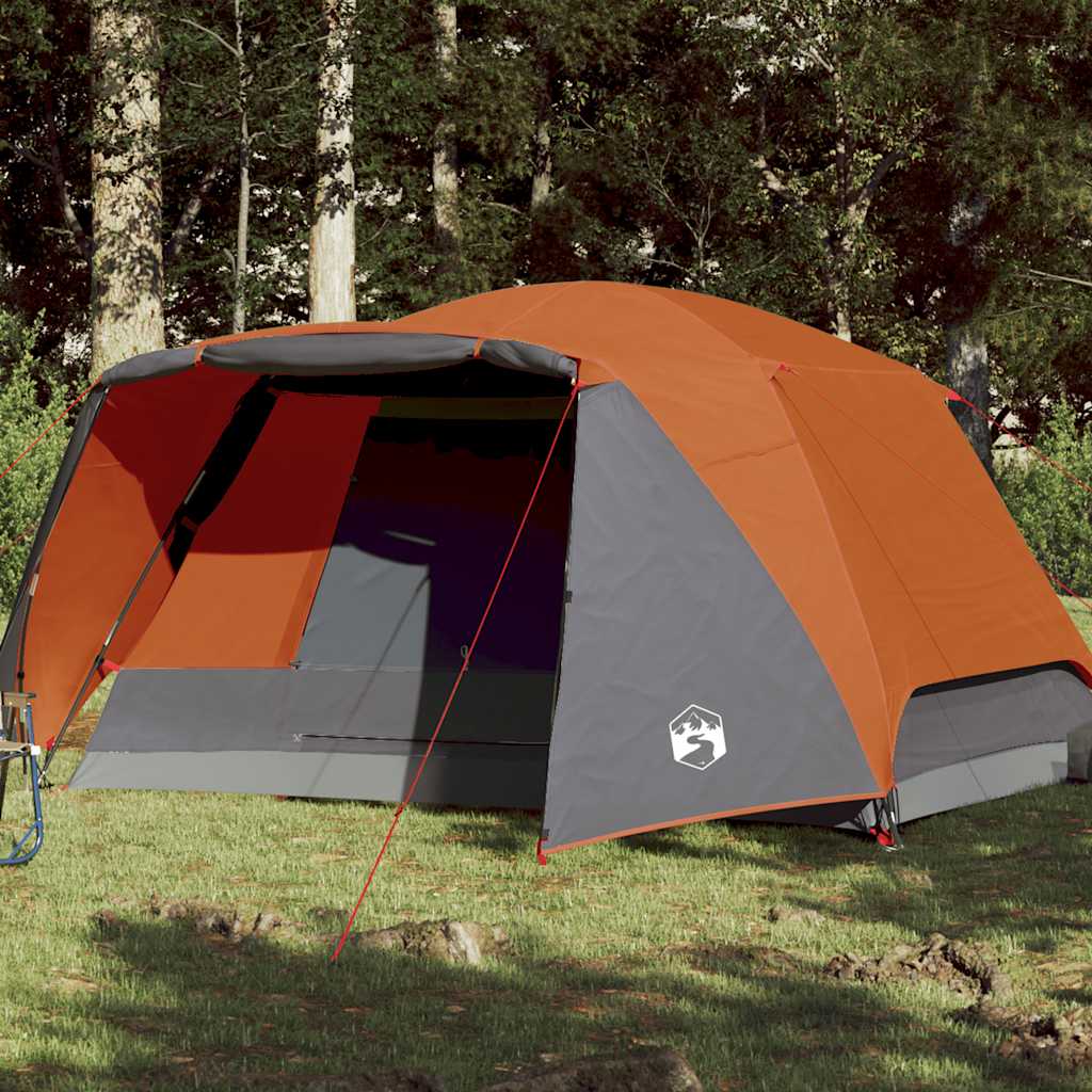 vidaXL Tente de camping et porche 4 personnes gris orange imperméable