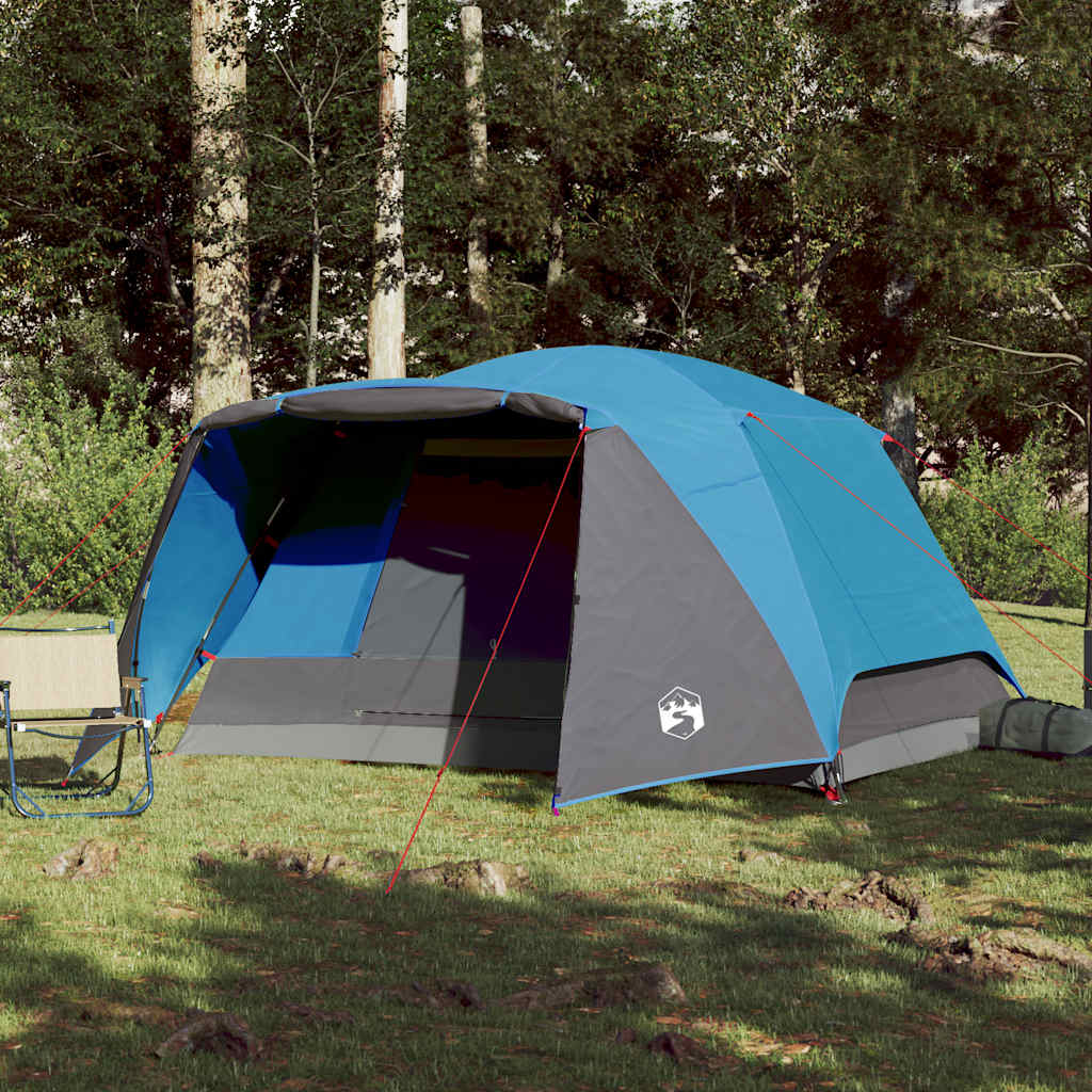 vidaXL Tente familiale avec porche 6 personnes bleu imperméable