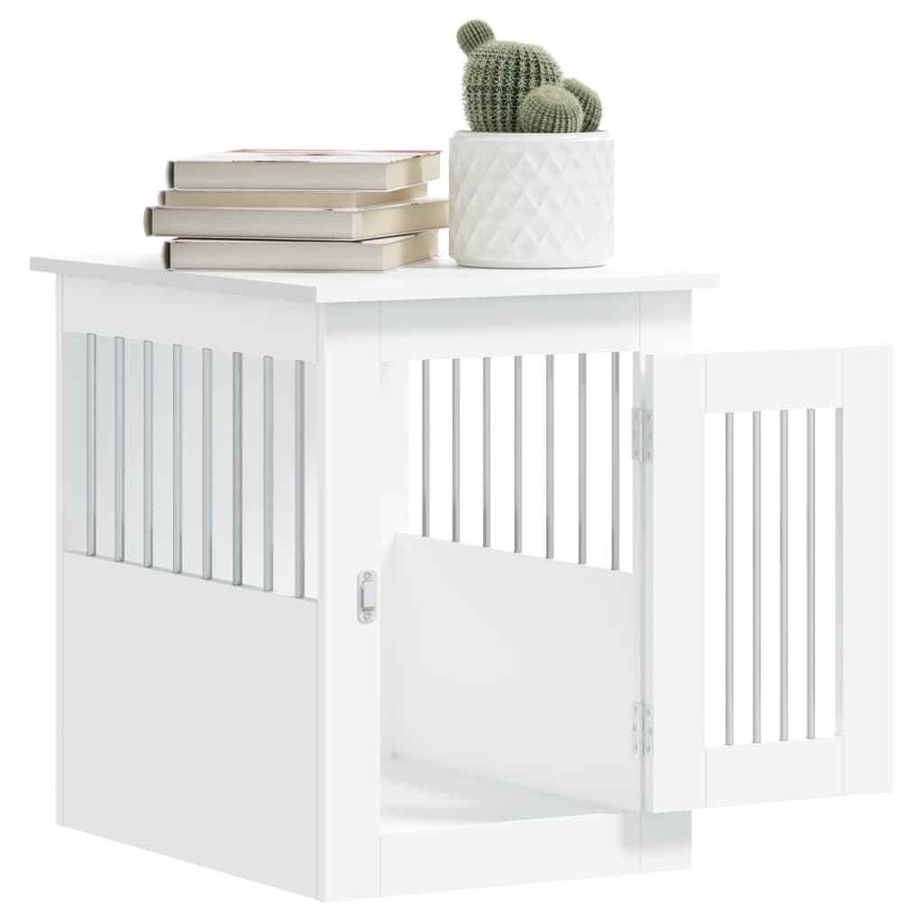 vidaXL Meuble de cage pour chiens blanc 45x62x59 cm bois d'ingénierie