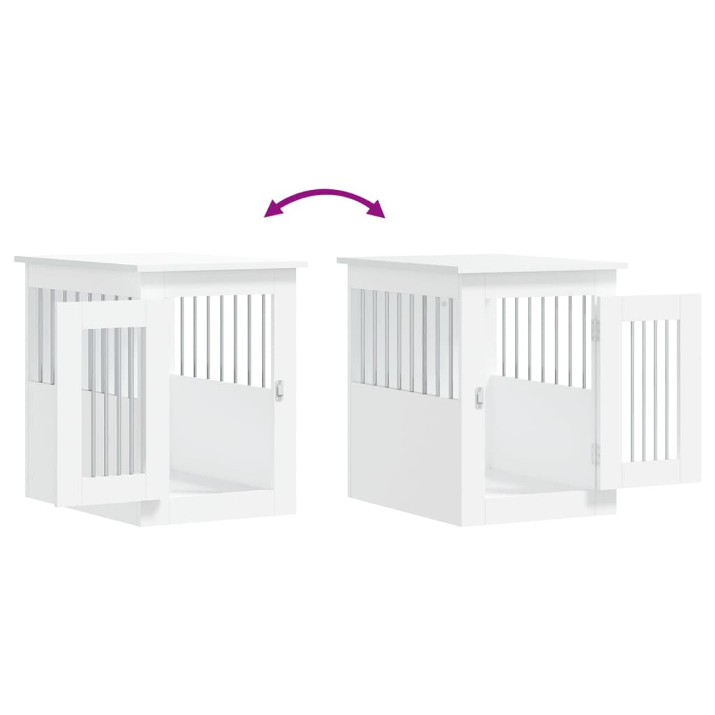 vidaXL Meuble de cage pour chiens blanc 45x62x59 cm bois d'ingénierie