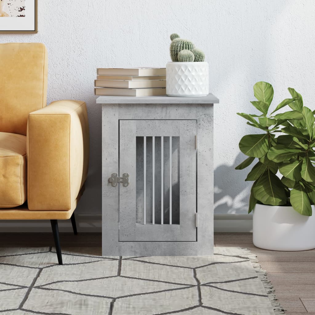 vidaXL Meuble de cage pour chiens gris béton 45x62x59 cm