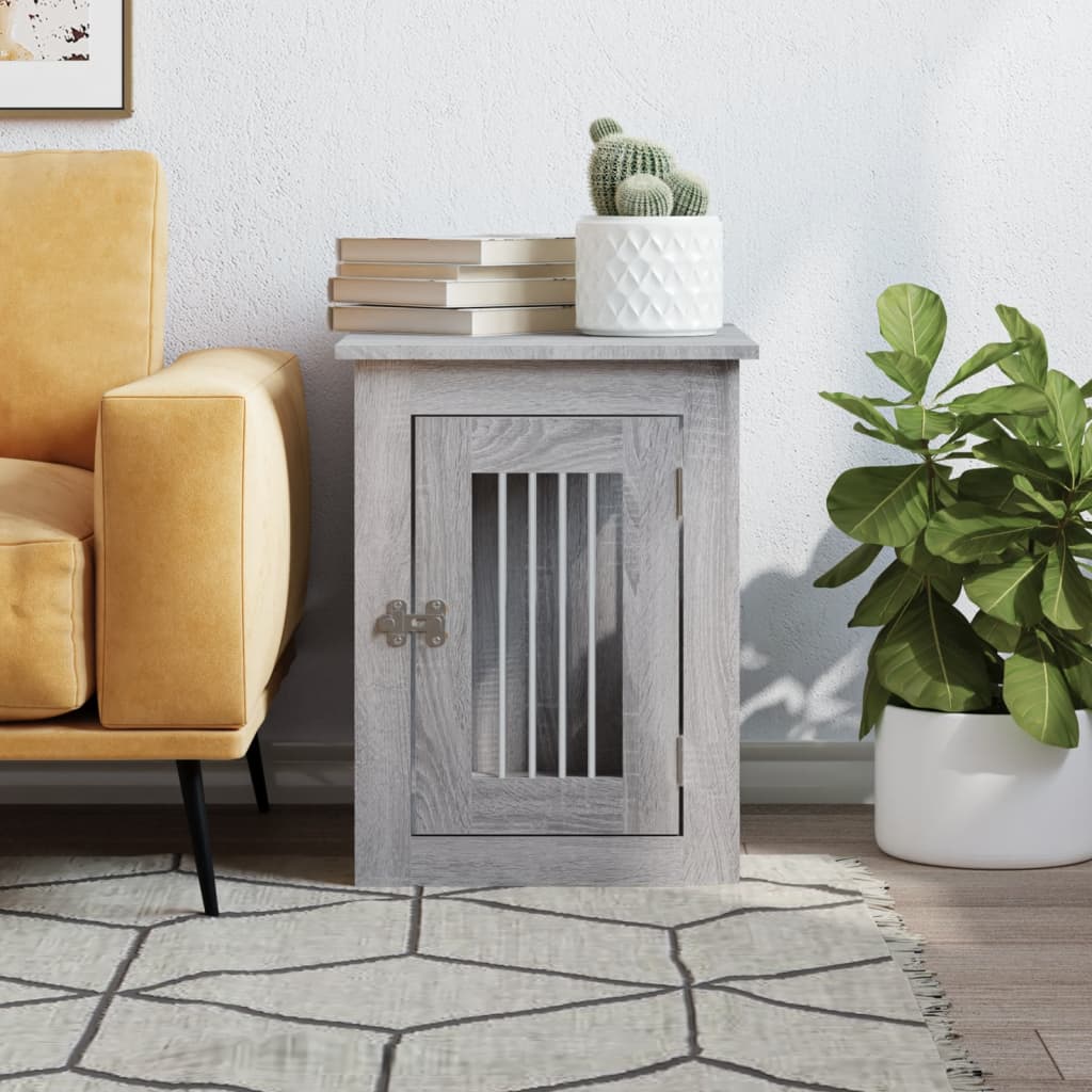 vidaXL Meuble de cage pour chiens sonoma gris 45x62x59 cm