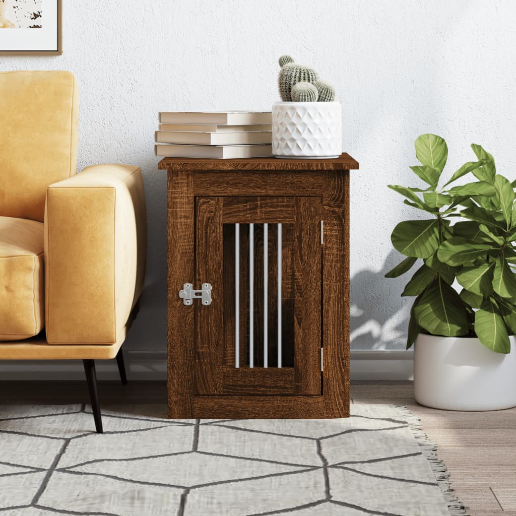 vidaXL Meuble de cage pour chiens chêne marron 45x62x59 cm